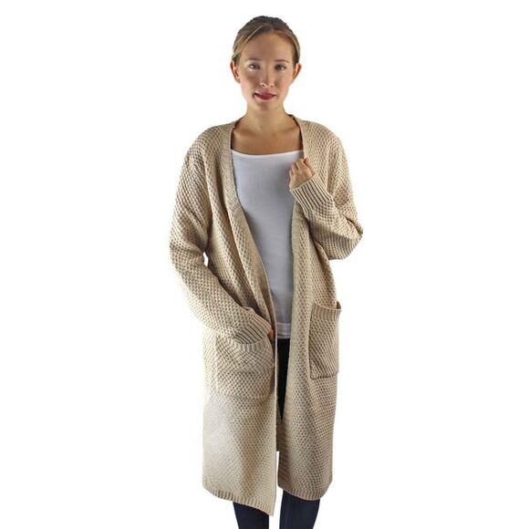 Draped Knit Cardigan Sweater With Pockets - Picture 7 of 8